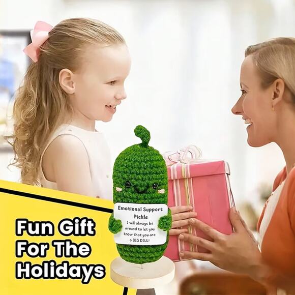 Handmade Emotional Support Pickle Plush Funny Stress Relief Desk Buddy Big Dill - Picture 10 of 11